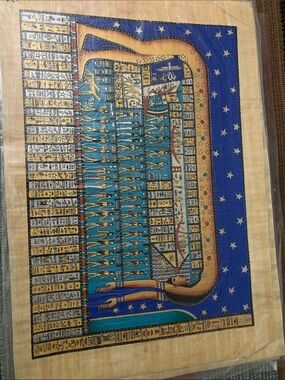Egyptian Papyrus Wall Art – Blue and Gold Ancient Motif